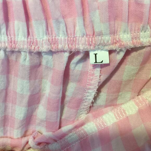 Pink checkered short sleeve pajama shorts set size L - Picture 4 of 8